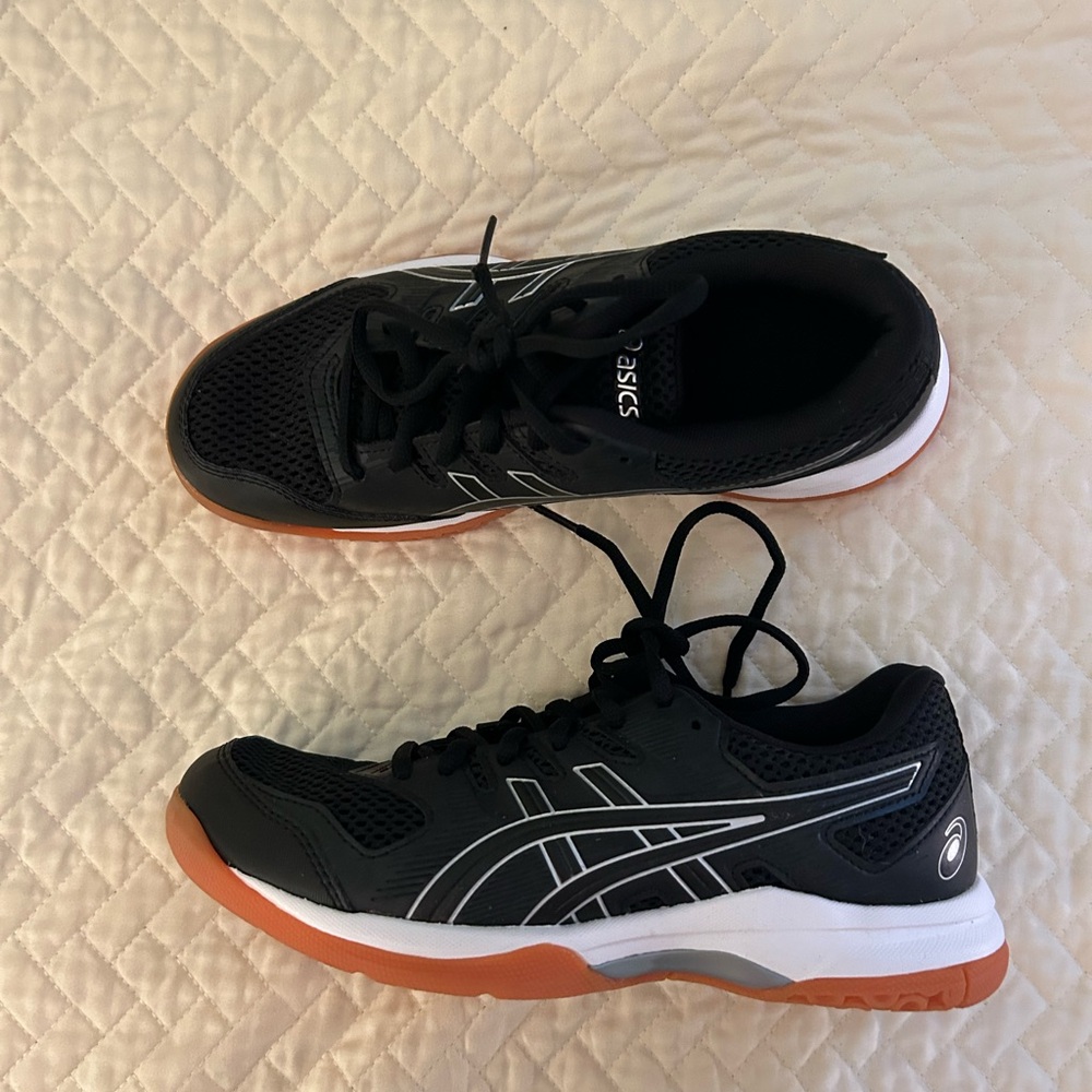 ASICS Black and White Sneakers with Orange Soles